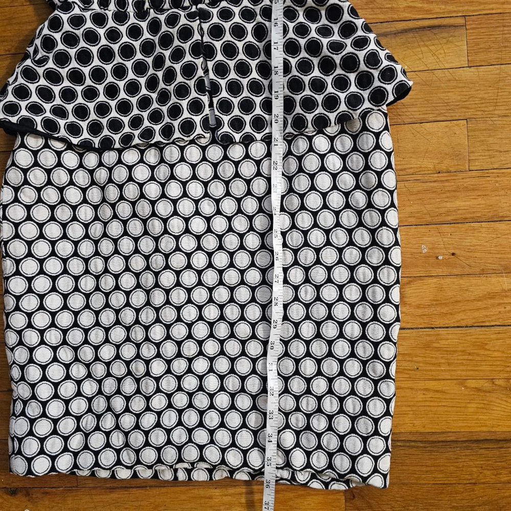 Vintage Christian Dior Black and White Polka Dot Peplum Dress Size 6 - Picture 4 of 8